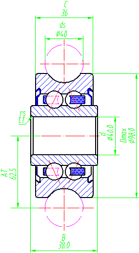LFR5208-40ZZ, LFR5208-40-2RS track roller